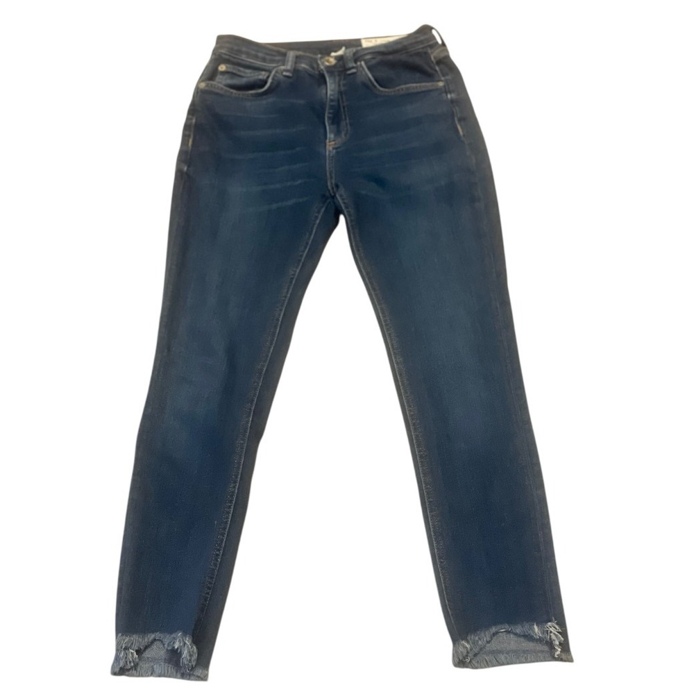 Rag Bone New York High Rise Ankle Skinny Jeans Dark Wash Distressed‎ Size 26